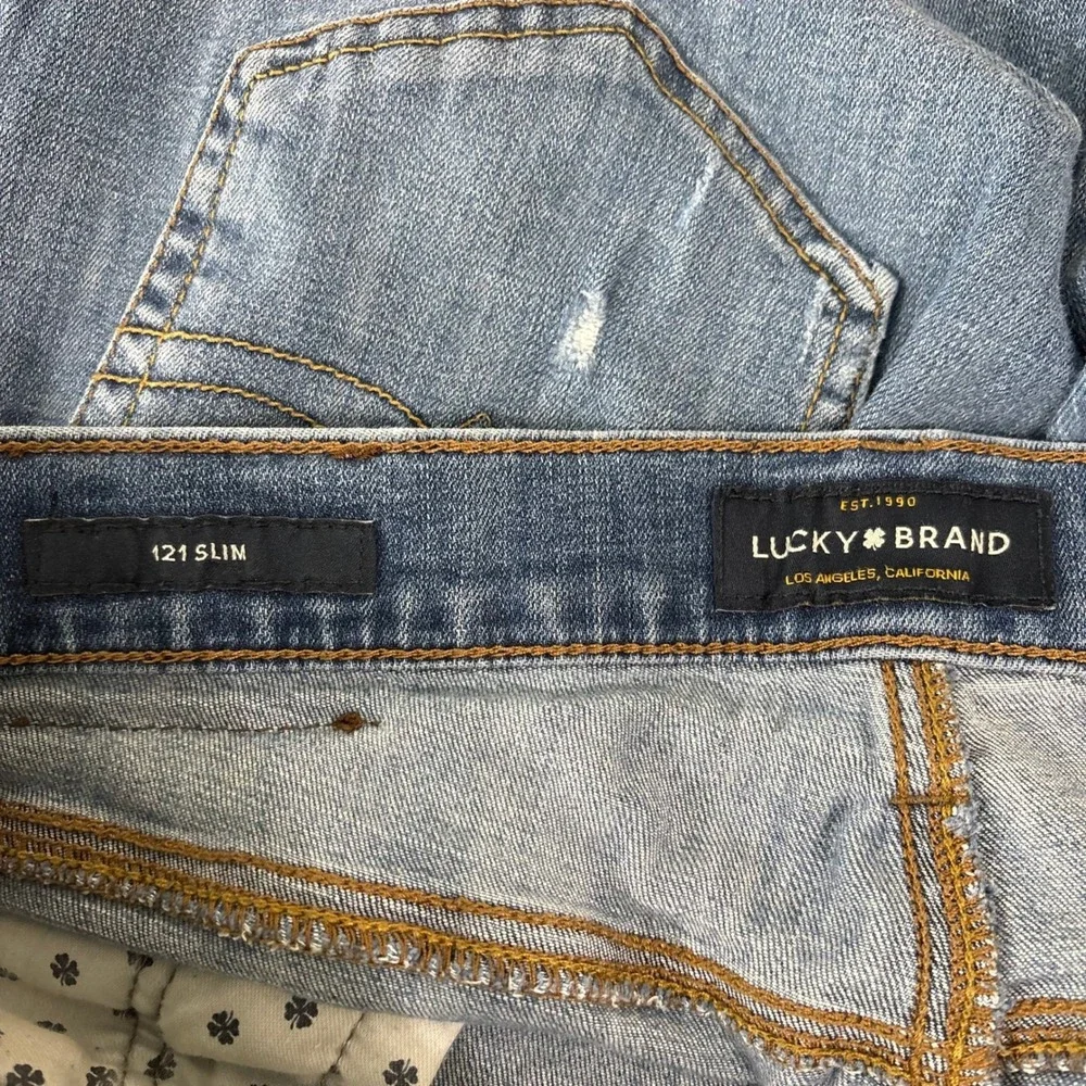 Lucky Brand Jeans Mens Size 32x30 Blue 121 Slim Distressed Denim Casual Stretch‎